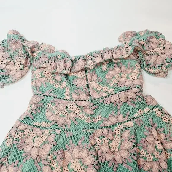 Lovers and Friends Midvale Mini Dress in Green & Pink Large